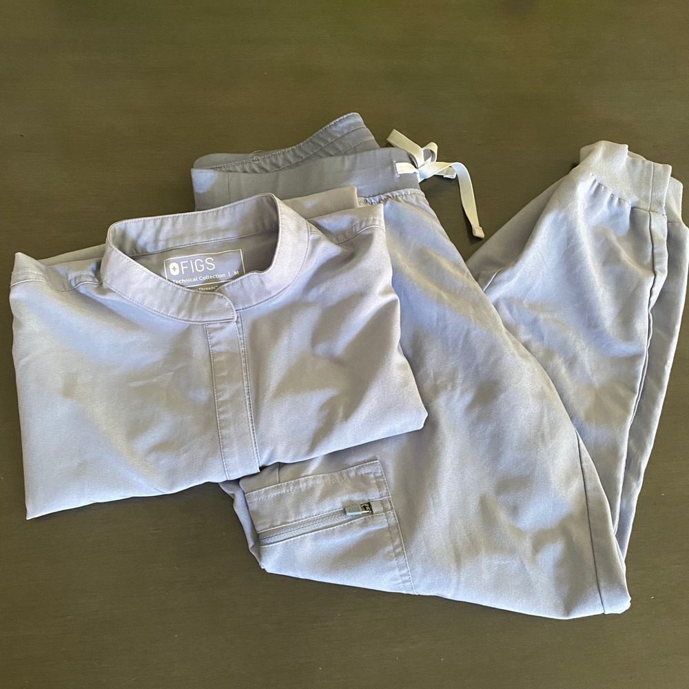 Figs Scrub Set Vapor Blue Rafaela Top Jogger Pants Medium Petite